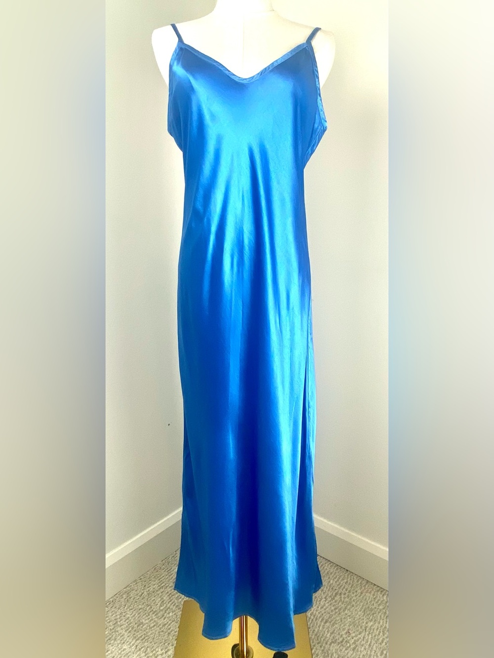 Enza Costa Blue Maxi Slip Dress Silky NWOT Vanity/Designer Size 2, US 6 - Picture 2 of 13